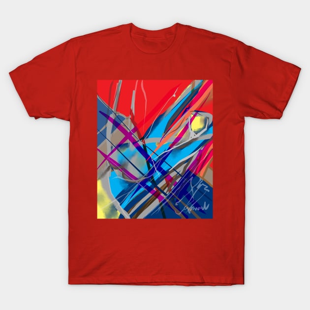 Red and blue abstract T-Shirt by sukhpalgrewal